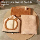 Casinha de Luxo para Gatos com Orelhas de Urso de Pelúcia | Tenda Semi-Fechada Anti-Ansiedade para Animais de Estimação com Almofada Removível | Para Gatos de Interior de até 3,6 kg