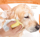 Escova de Banho para Pets com Reservatório de Shampoo em Silicone – Massageadora e Autolimpante para Cães e Gatos