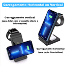 Carregador sem fio 3 em 1 multifuncional - 15 W - para Apple Watch 9 8 7 6 AirPods Pro iPhone 15 14 13 12 11 XR X