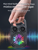 Caixa de Som Bluetooth Portátil TDX 5.0 com Luz RGB, Rádio FM, Suporte para Celular, USB e Cartão TF (500mAh)