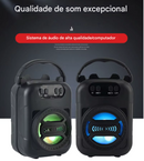 Caixa de Som Bluetooth Portátil TDX 5.0 com Luz RGB, Rádio FM, Suporte para Celular, USB e Cartão TF (500mAh)