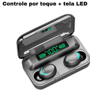 Fone de Ouvido F9 TWS Bluetooth 5.0 | Power Bank 2800mAh | Display LED | Som Surround 9D À Prova D'Água
