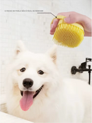 Escova de Banho para Pets com Reservatório de Shampoo em Silicone – Massageadora e Autolimpante para Cães e Gatos