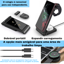 Carregador sem fio 3 em 1 multifuncional - 15 W - para Apple Watch 9 8 7 6 AirPods Pro iPhone 15 14 13 12 11 XR X