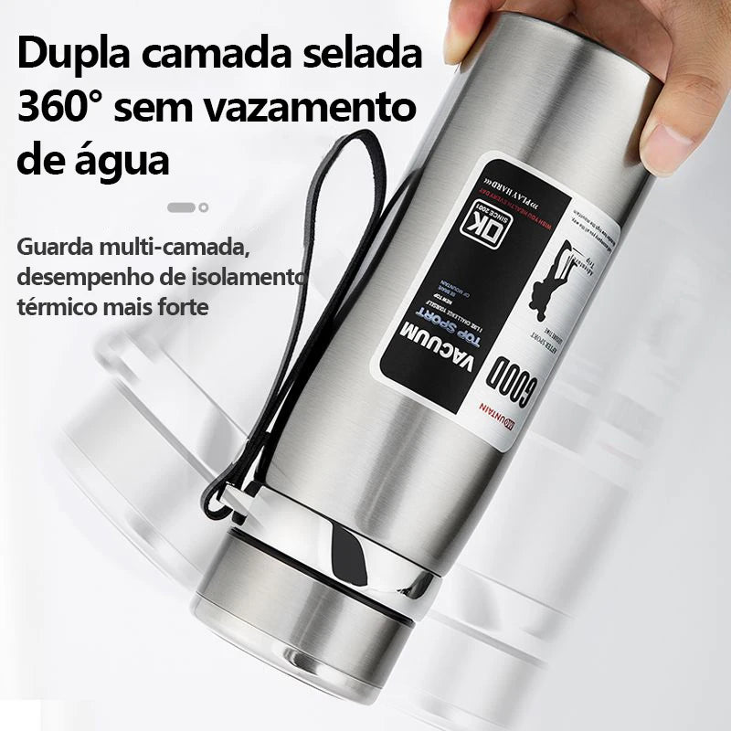 Garrafa Térmica Isolamento Duplo à Vácuo - Bebidas Quentes e Frias  - 600, 800 e 1000ml