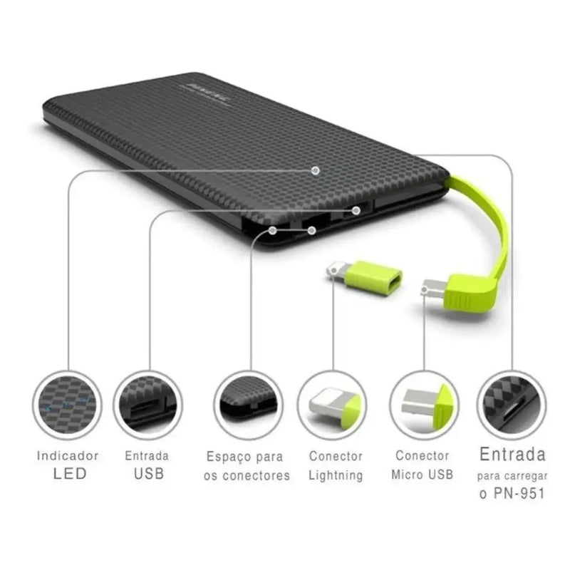 Carregador Portátil Power Bank 10.000mAh Para Smartphones