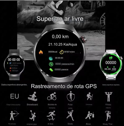 Relógio Inteligente Smartwatch GT4 Pro Masculino GPS 360*360