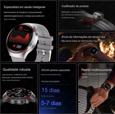 Relógio Inteligente Smartwatch GT4 Pro Masculino GPS 360*360