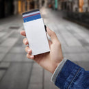 Porta-Cartões Masculino Slim Metal | Bloqueio RFID | Ejeção Automática | Liga de Alumínio