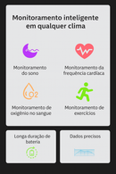 Smart Ring TK16 Monitoramento Saúde 24h | Frequência Cardíaca, Oxigênio e Sono | Controle por Gestos IP68