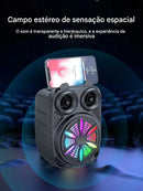 Caixa de Som Bluetooth Portátil TDX 5.0 com Luz RGB, Rádio FM, Suporte para Celular, USB e Cartão TF (500mAh)
