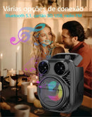 Caixa de Som Bluetooth Portátil TDX 5.0 com Luz RGB, Rádio FM, Suporte para Celular, USB e Cartão TF (500mAh)