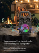 Caixa de Som Bluetooth Portátil TDX 5.0 com Luz RGB, Rádio FM, Suporte para Celular, USB e Cartão TF (500mAh)