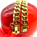 Coleira Cuban Link Reforçada, Aço Inoxidável 304 | Corrente Banhada a Ouro 18K com Fecho de Liberação Rápida para Cães Fortes