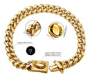 Coleira Cuban Link Reforçada, Aço Inoxidável 304 | Corrente Banhada a Ouro 18K com Fecho de Liberação Rápida para Cães Fortes