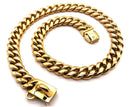Coleira Cuban Link Reforçada, Aço Inoxidável 304 | Corrente Banhada a Ouro 18K com Fecho de Liberação Rápida para Cães Fortes