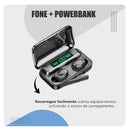 Fone de Ouvido F9 TWS Bluetooth 5.0 | Power Bank 2800mAh | Display LED | Som Surround 9D À Prova D'Água