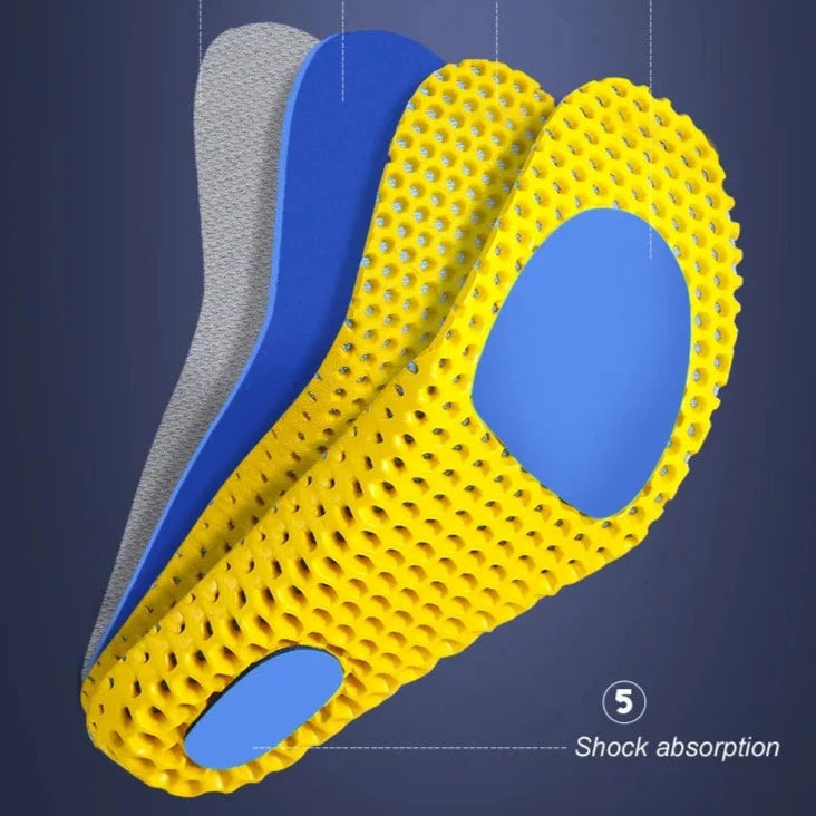 Palmilhas ortopédicas esportiva de espuma de memória, almofada respirável e macia, absorção de choque e alta elasticidade