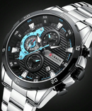 Relógio Masculino CURREN 8402 Em Aço Inoxidável Moda Criativa Mostrador Luminoso Com Cronógrafo