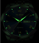 Relógio Masculino Luxo Clássico OLEVS 9931 Pulseira em Aço Inoxidável Quartzo à Prova D'água