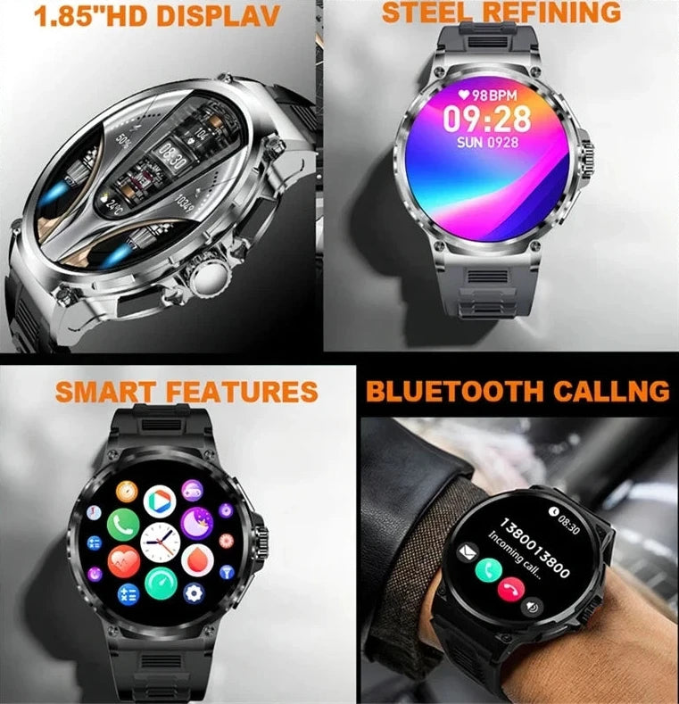 Smartwatch Inteligente Ultra HD de 1,85 Polegadas, GPS Integrado, Telefone, Bluetooth, Bateria de 710 mAh