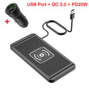 Base de Carregamento Sem Fio 15W para Carro | Antiderrapante, Bloqueio de Calor, Type C / USB QC