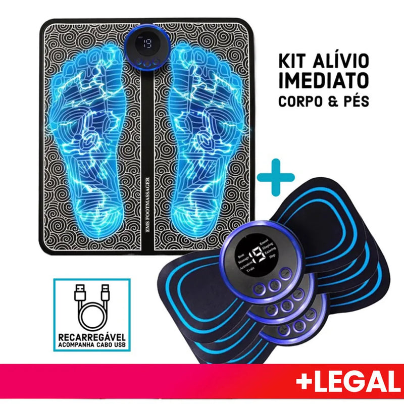 Kit de Massagem Tapete e Mini Massageador EMS