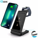 Carregador sem fio 3 em 1 multifuncional - 15 W - para Apple Watch 9 8 7 6 AirPods Pro iPhone 15 14 13 12 11 XR X