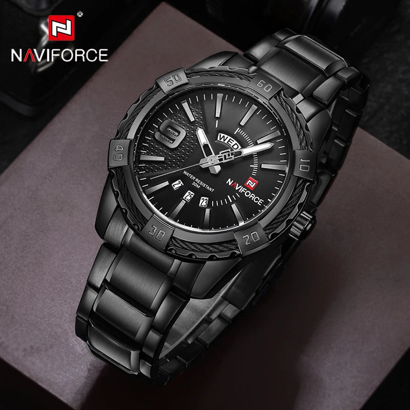 Relógio Masculino Luxo NAVIFORCE 9117S Quartzo à Prova D'água