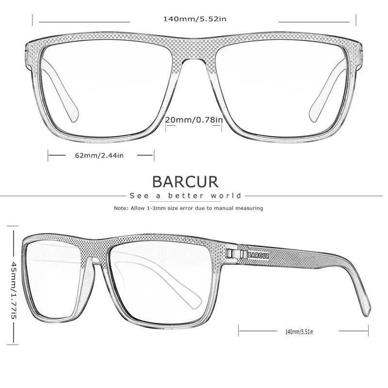 Óculos de Sol Esportivos BARCUR TR90 Lentes Polarizadas Anti-Reflexo Proteção UVAB