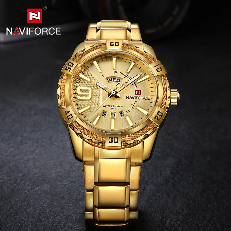 Relógio Masculino Luxo NAVIFORCE 9117S Quartzo à Prova D'água