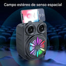 Caixa de Som Bluetooth Portátil TDX 5.0 com Luz RGB, Rádio FM, Suporte para Celular, USB e Cartão TF (500mAh)