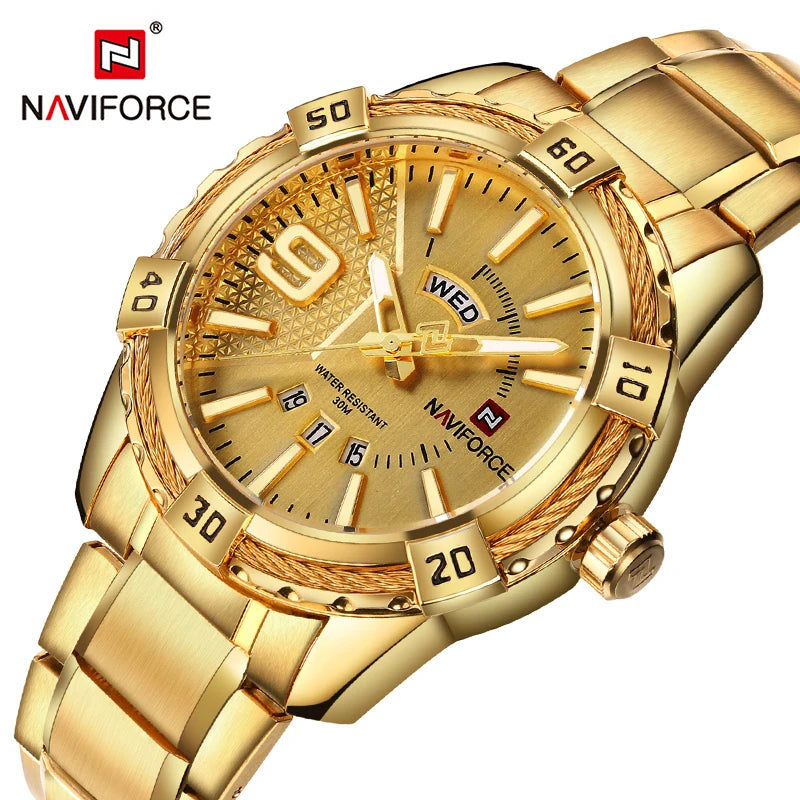 Relógio Masculino Luxo NAVIFORCE 9117S Quartzo à Prova D'água