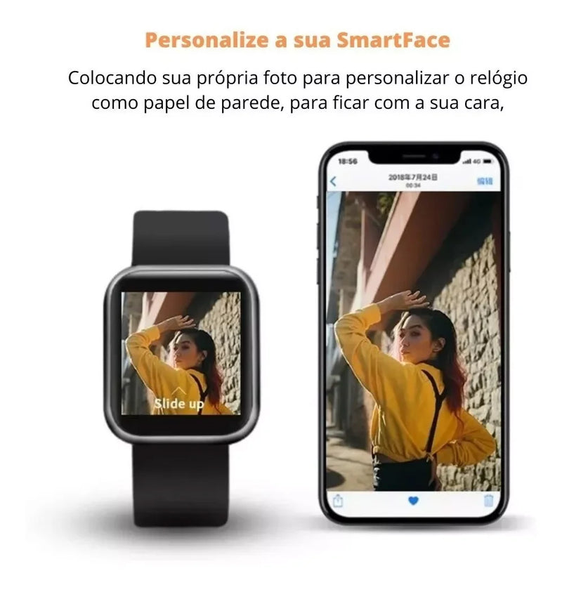 Relógio inteligente Pro6D20/Y68 SmartWatch Sport + Fone de Ouvido Bluetooth