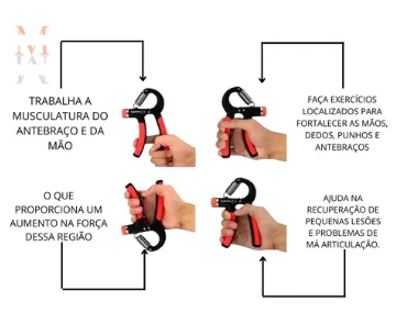 Hand Grip Flexor de Punho e Mão Com Mola Ajuntável