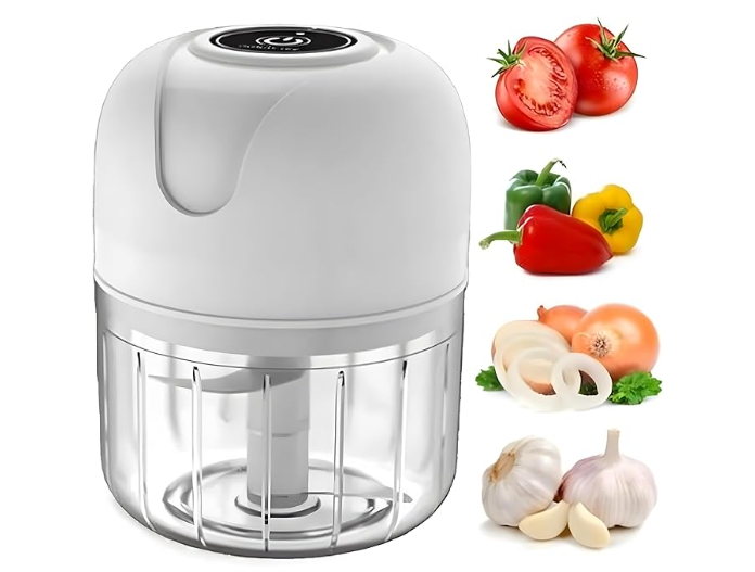 Mini Processador Elétrico Moedor Carne Vegetais Alho Fruta Amendoim Recarregável USB 250ml