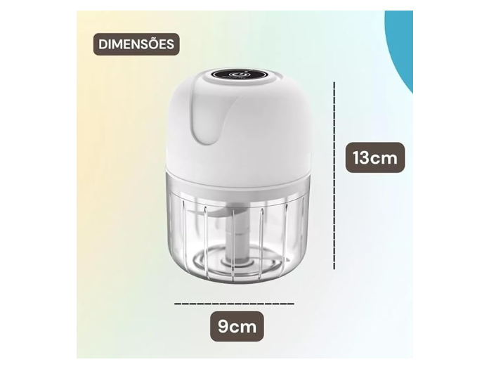 Mini Processador Elétrico Moedor Carne Vegetais Alho Fruta Amendoim Recarregável USB 250ml