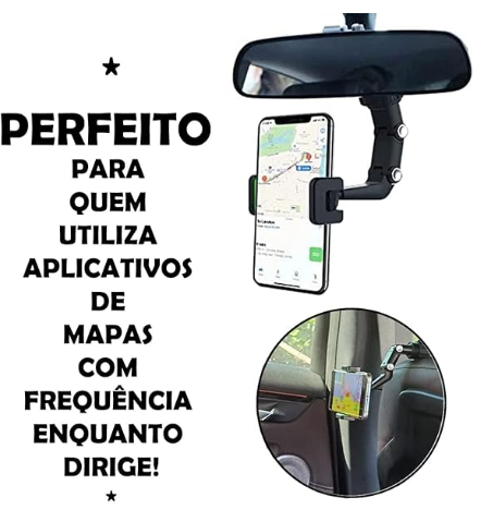 Suporte de Celular Retrovisor de Carrro Giratório 360º