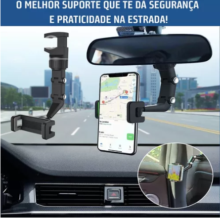 Suporte de Celular Retrovisor de Carrro Giratório 360º