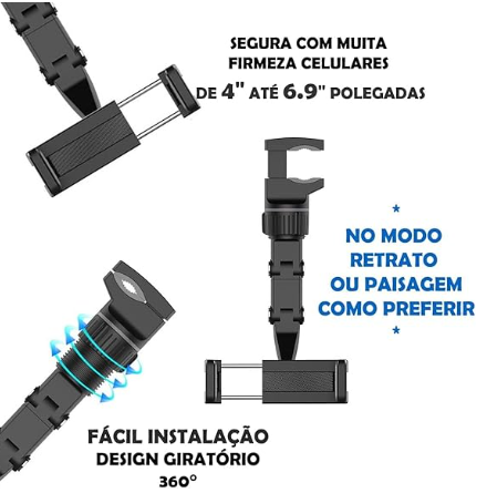 Suporte de Celular Retrovisor de Carrro Giratório 360º