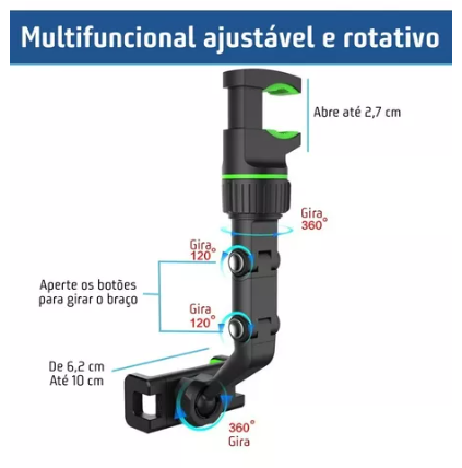 Suporte de Celular Retrovisor de Carrro Giratório 360º